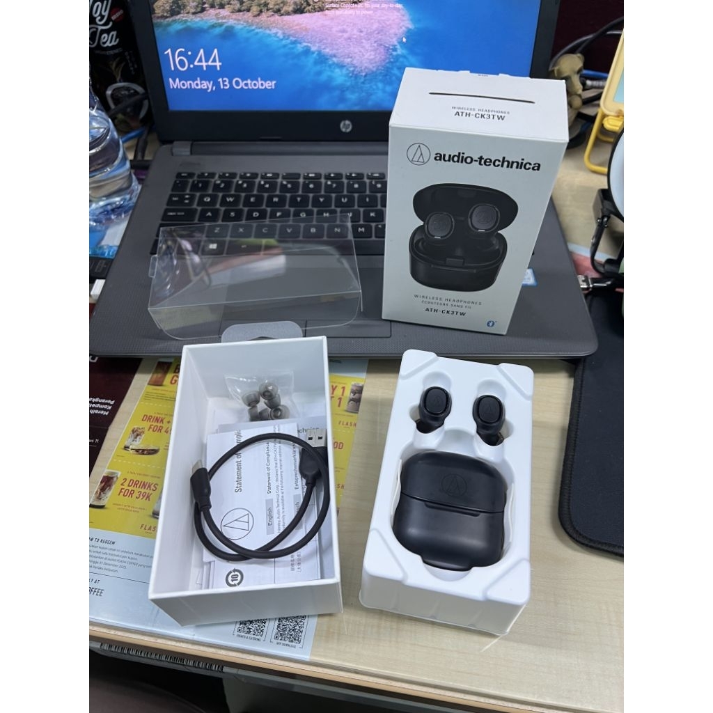 TWS Audio Technica ATH CK3TW 2nd Kondisi Kiri On dan Kanan Off Minus