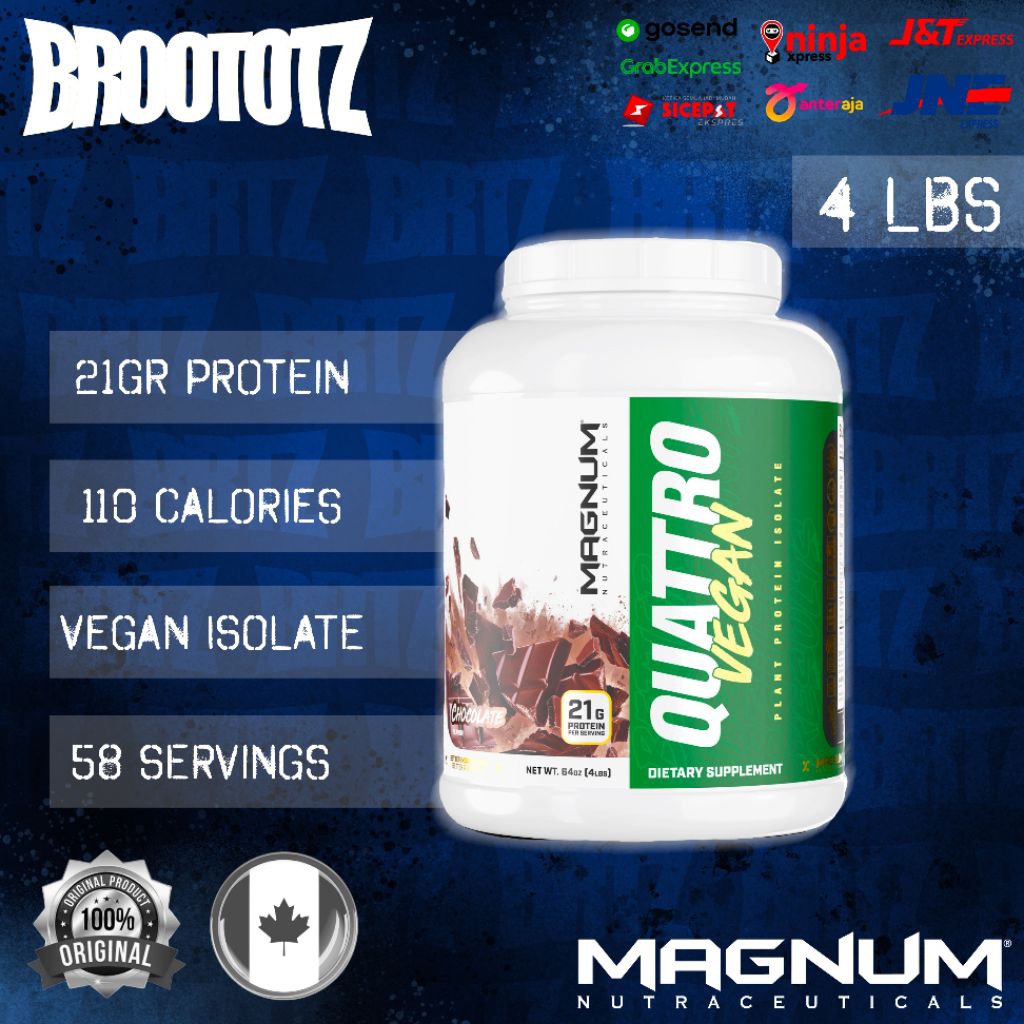 MAGNUM Quattro Vegan Isolate Whey Plant Protein Powder 58 Servings 4lbs Vegan Isolate Whey Protein S