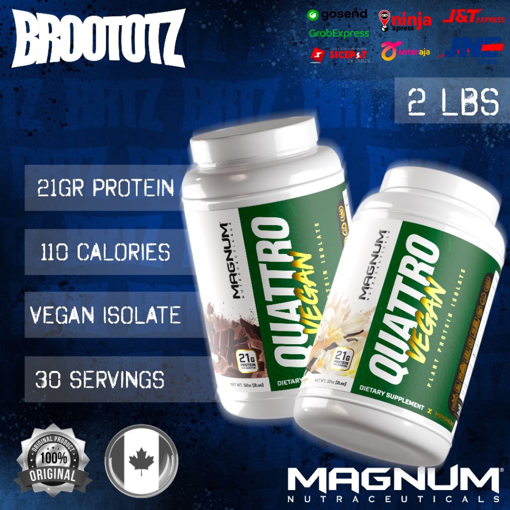 MAGNUM Quattro Vegan Isolate Whey Plant Protein Powder 30 Servings 2lbs Vegan Isolate Whey Protein S