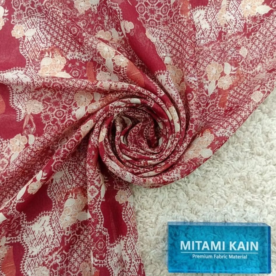 Kain Ceruti Zara Printing Motif Ornamen Klasik | Bahan Elegan, Flowy (Harga Per 0,5)3R