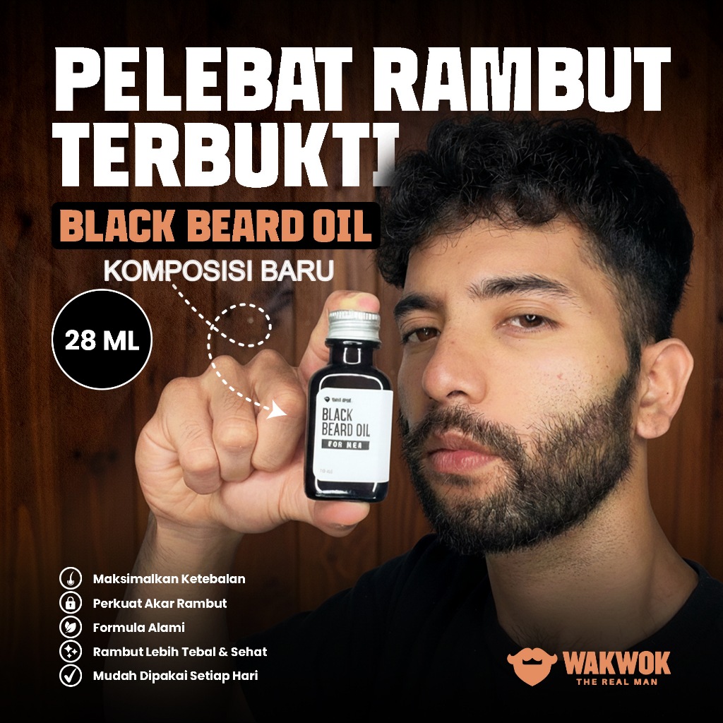 Black Beard Oil - Penumbuh & Pelebat Rambut | Original Wakwok