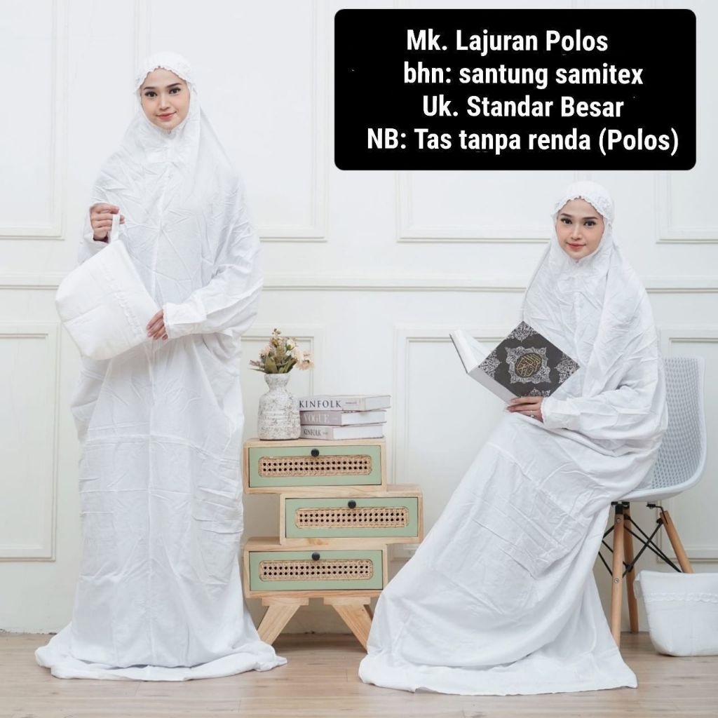 Mukena lajuran putih polos