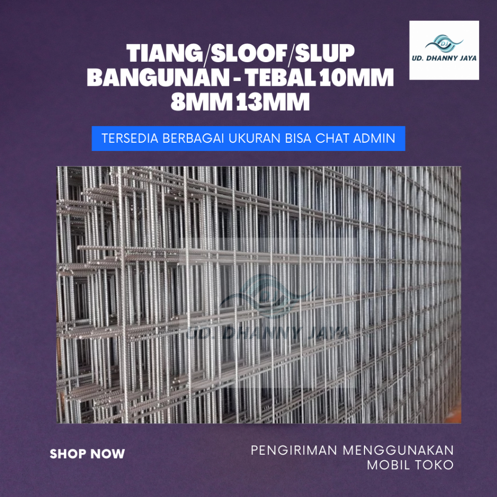 Wiremesh/Wermes M8 (8mm) SNI Lembaran - Besi Jaring Tulangan Lantai Dak Cor Beton (Tebal D8)