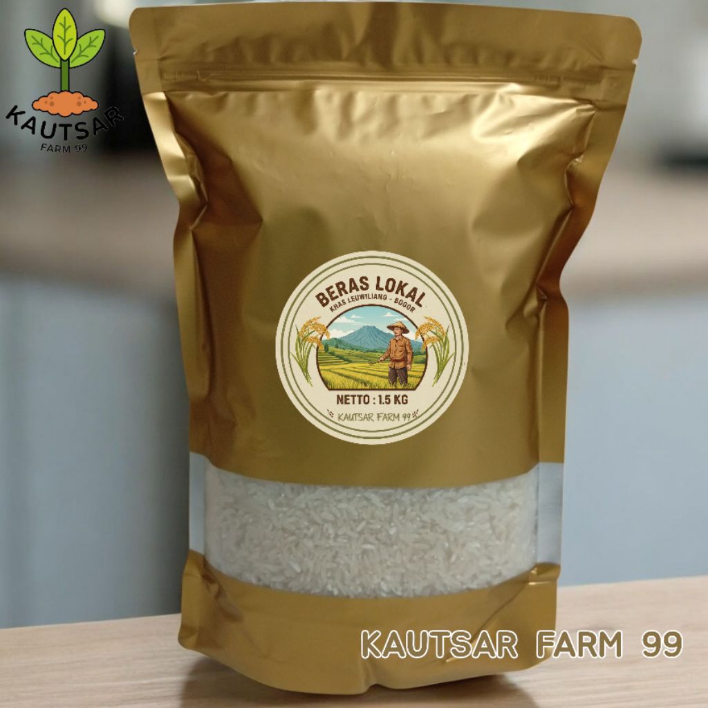 Beras Lokal Asli Leuwiliang Bogor 1.5Kg kemasan praktis cocok untuk oleh oleh dan kemping