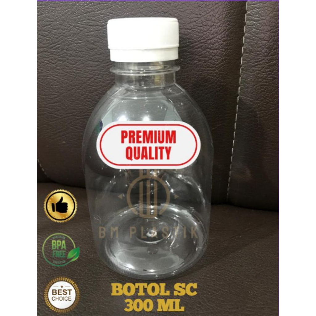 Botol plastik Gendut 300ml/Botol plastik bening 300ml