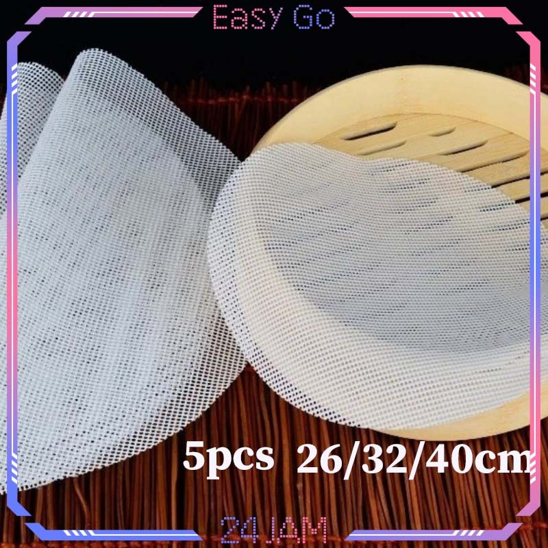 Isi 5pcs Alas Kukus Anti Lengket Alas Kukusan Silikon Dimsum Reusable Tatakan Kukusan Dimsum Bulat 2