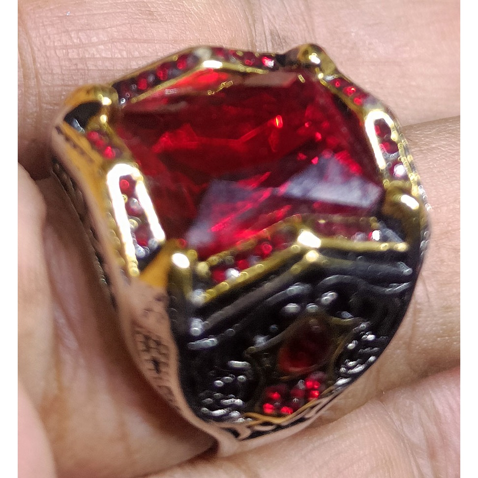 Cincin Original Stainless Steel 316L list Gold  batu kotak merah