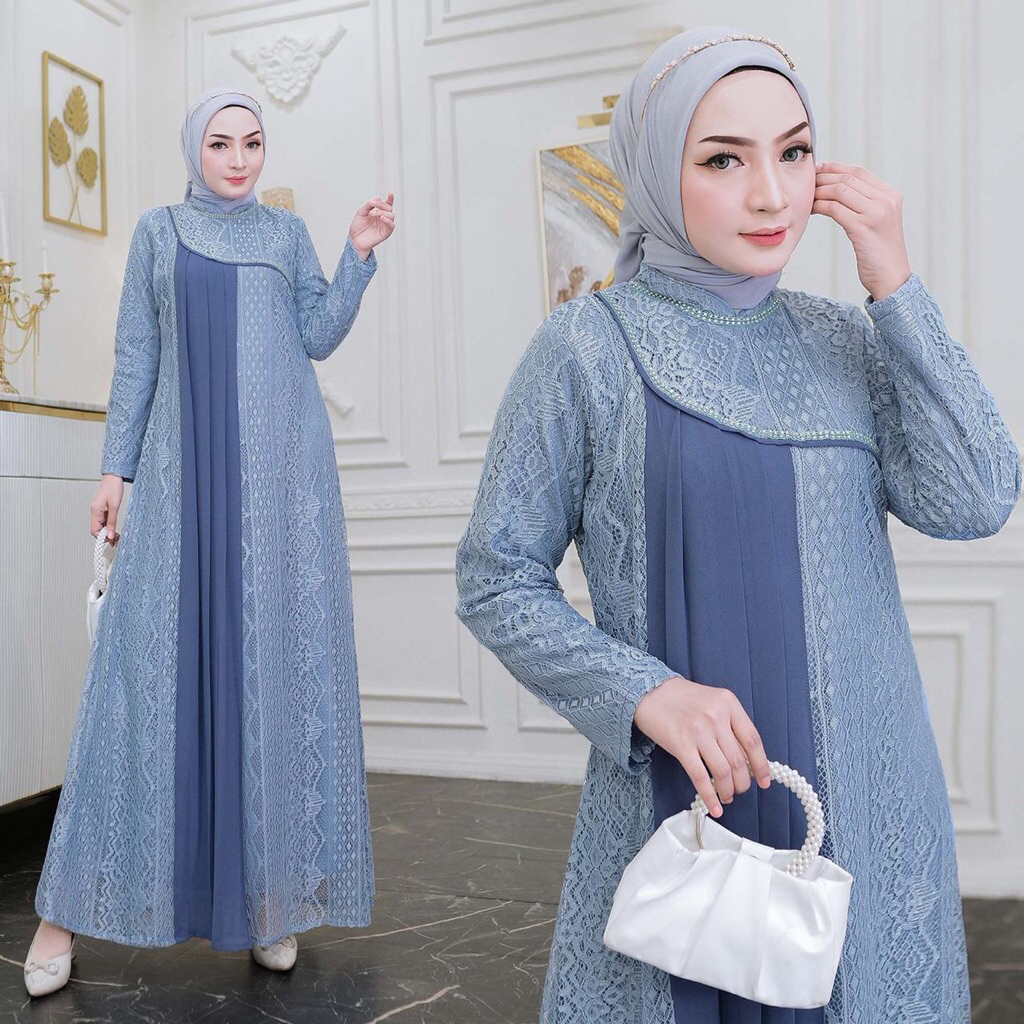 Gamis Brukat payet leher (M L XL XXL)