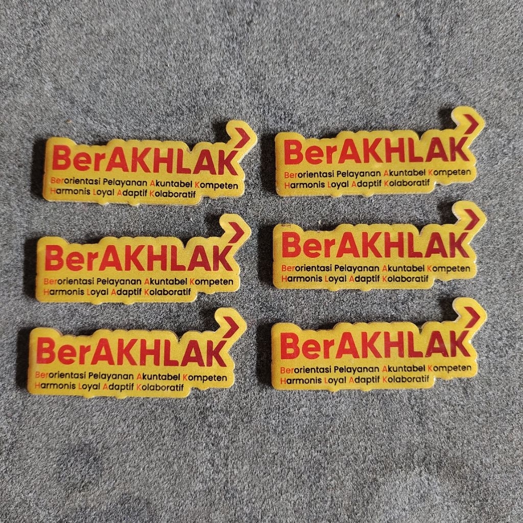 Pin Akrilik Resin ASN BerAKHLAK Peniti / Magnet