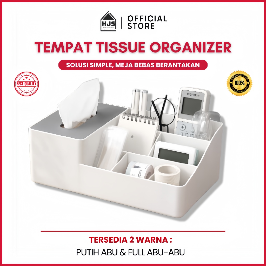 HJS Tempat Penyimpanan Tissue Kotak Penyimpanan Make Up Organizer Meja Kotak Tisu Multifungsi