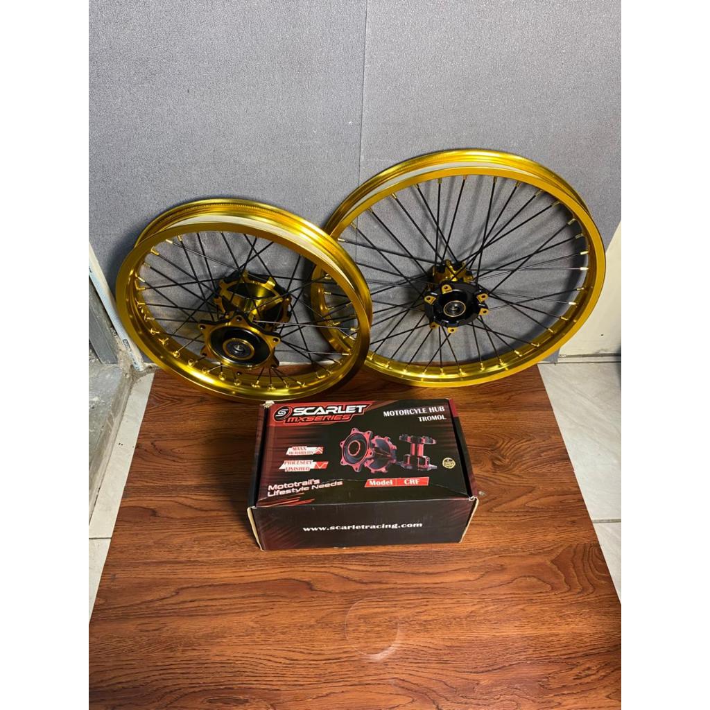 Velg Trabas CRF 18/21 Scarlet Tromol Scarlet Tanpa Ban Wheelset Offroad Honda CRF 18 21