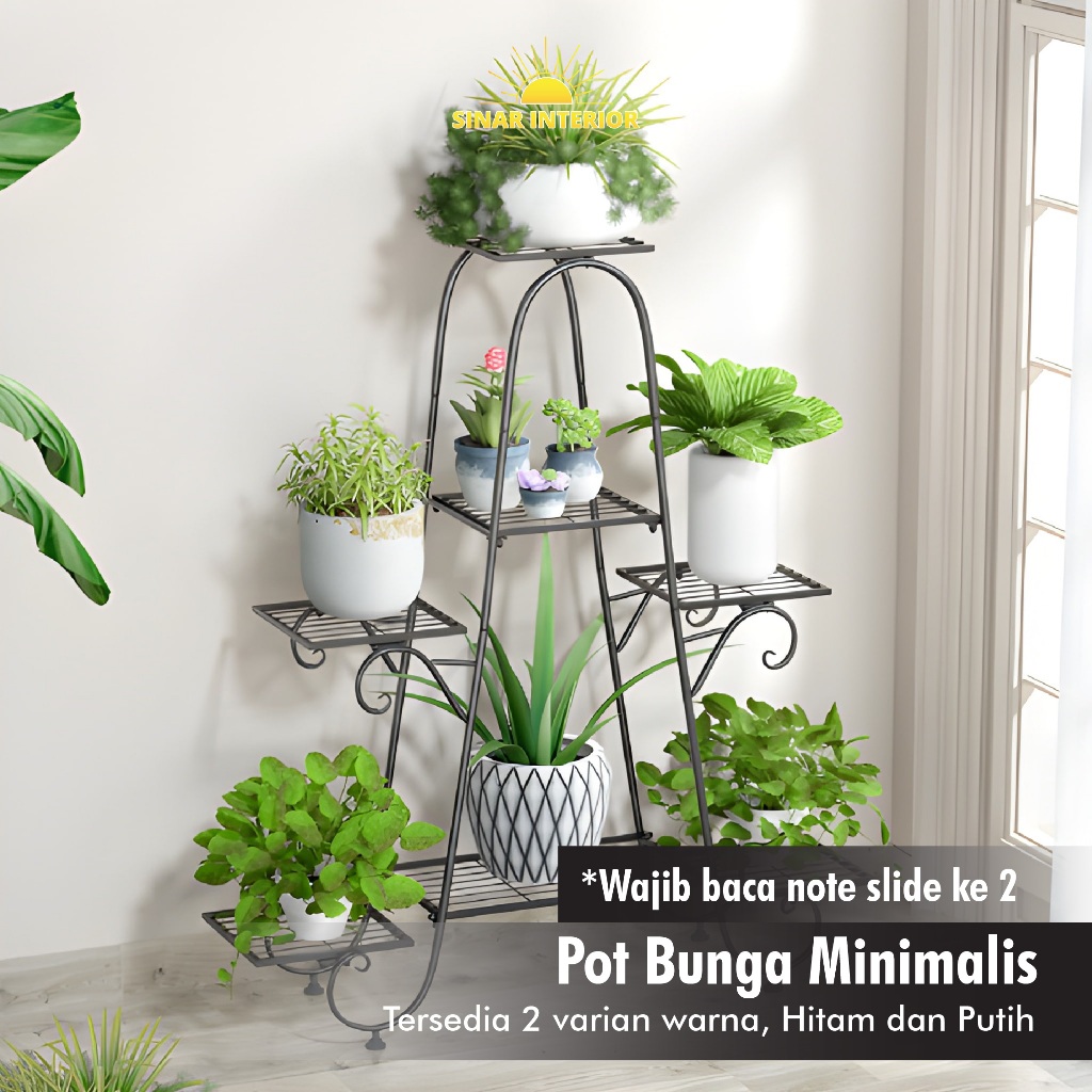 Hitam - Rak Bunga Tanaman Hias Minimalis 9 Susun - Rak Besi Multifungsi 9 Dudukan Murah - Rak Bunga