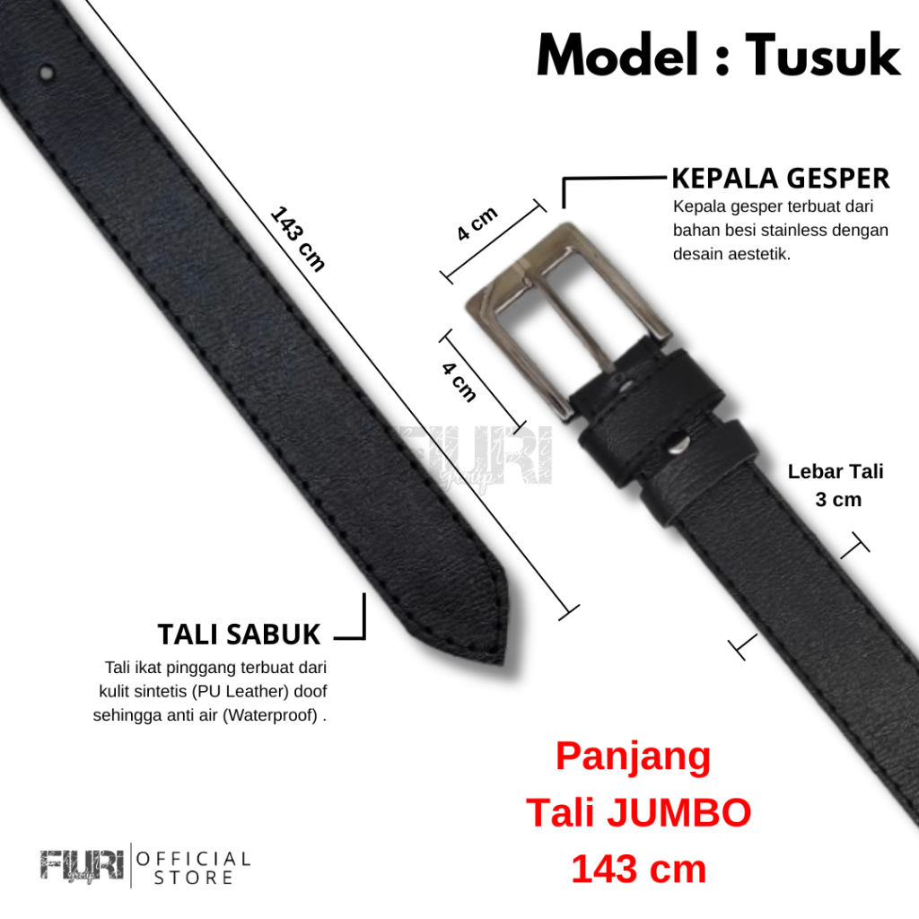 Ikat Pinggang Polos - Sabuk Tusuk Persegi Jumbo - Ikat Pinggang Cewek - Ikat Pinggang Pria Wanita