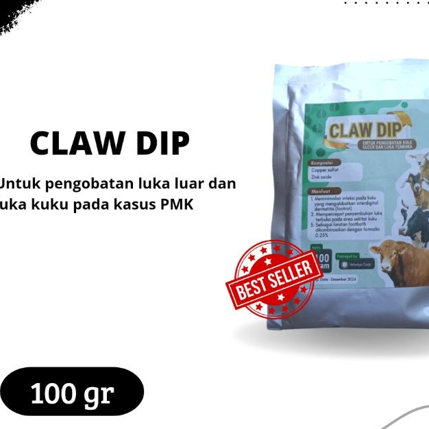 PREMIX - CLAW DIP 100 GRAM - Obat Kuku Sapi - Mengobati Luka Kuku Teracak & Kulit Sapi - Mencegah In