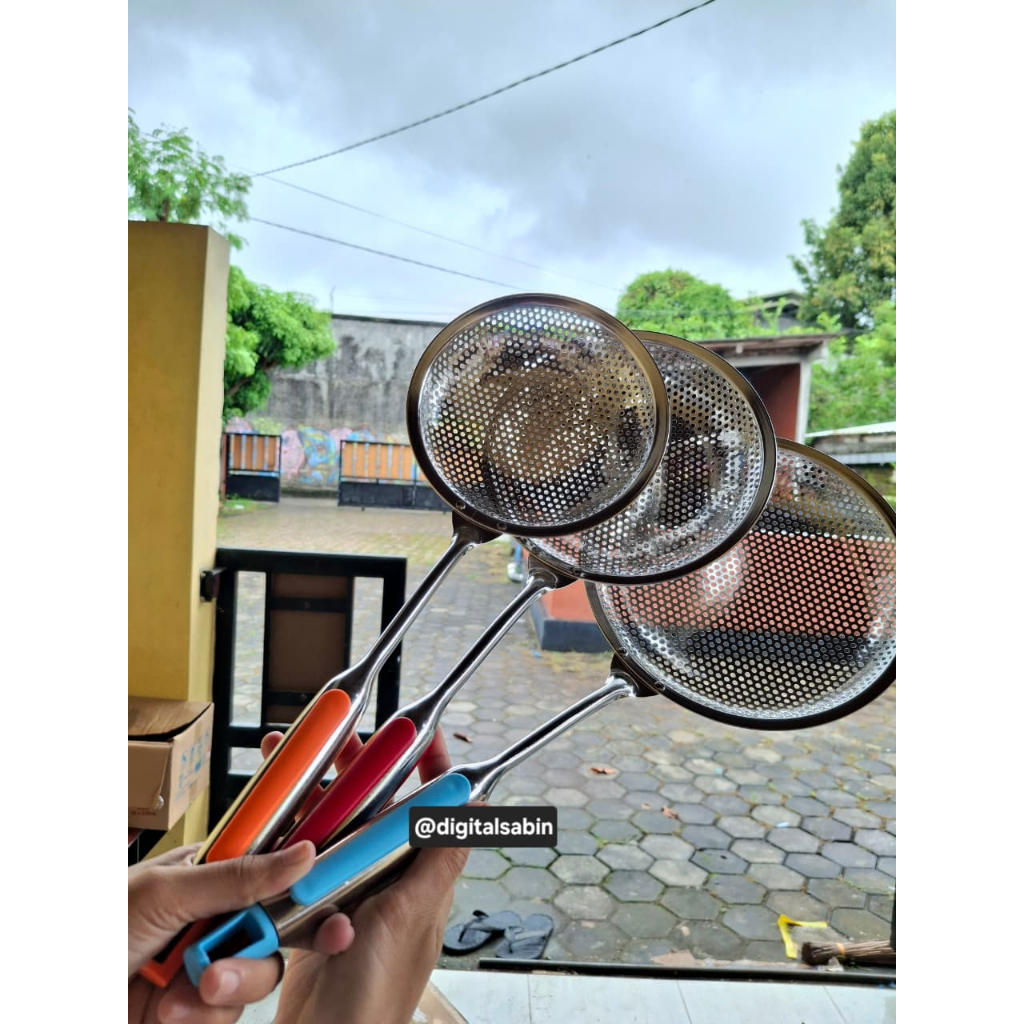 Serok Saringan Masak  / Serok Gorengan Gagang | Saringan Serokan Gagang Jumbo Stainless DKA