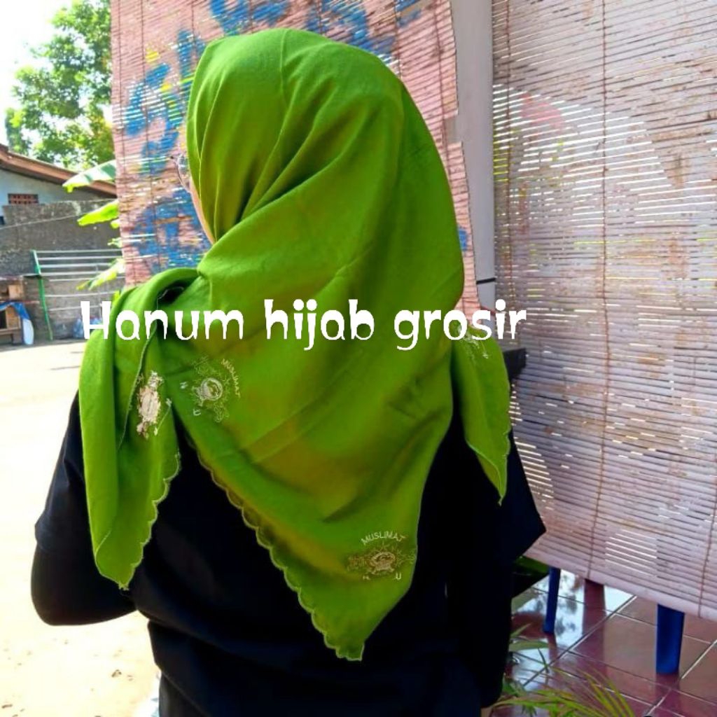 Hanum/Hijab/jilbab segi 4 muslimat bordir/ logo 7 muslimat bordir rapi