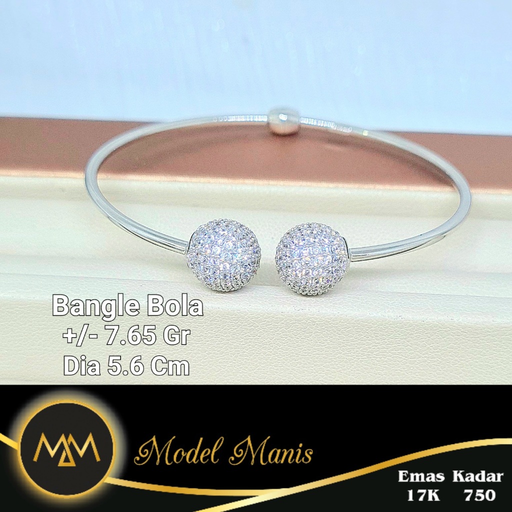 Model Manis Gold - Gelang Tinju Bola Mata Tabur Putih - Emas 17k  750
