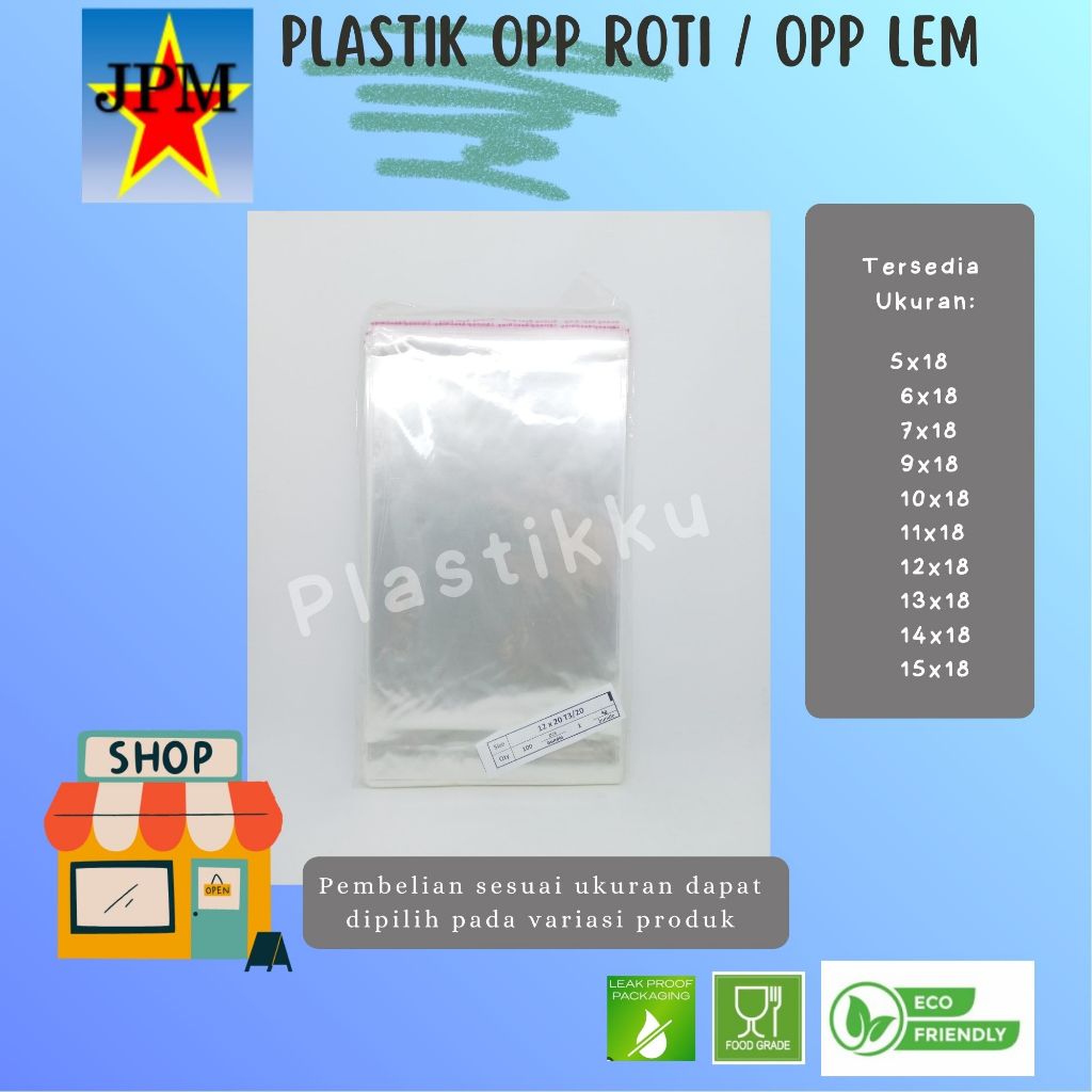 Plastik OPP Lem tebal 20 Panjang 18 / OPP Lem / Plastik OPP Souvenir /  Plastik OPP Bening / Plastik
