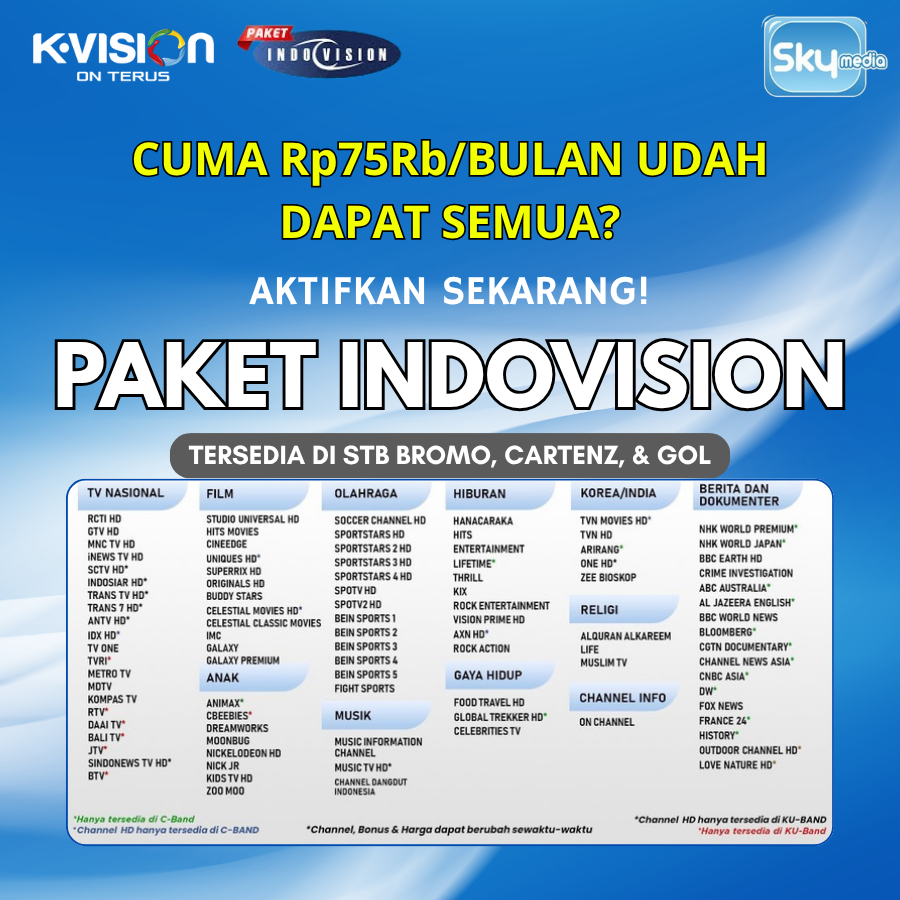 KVision Dan Deco GOL Paket INDOVISION 30 Hari - Paket lengkap all channel