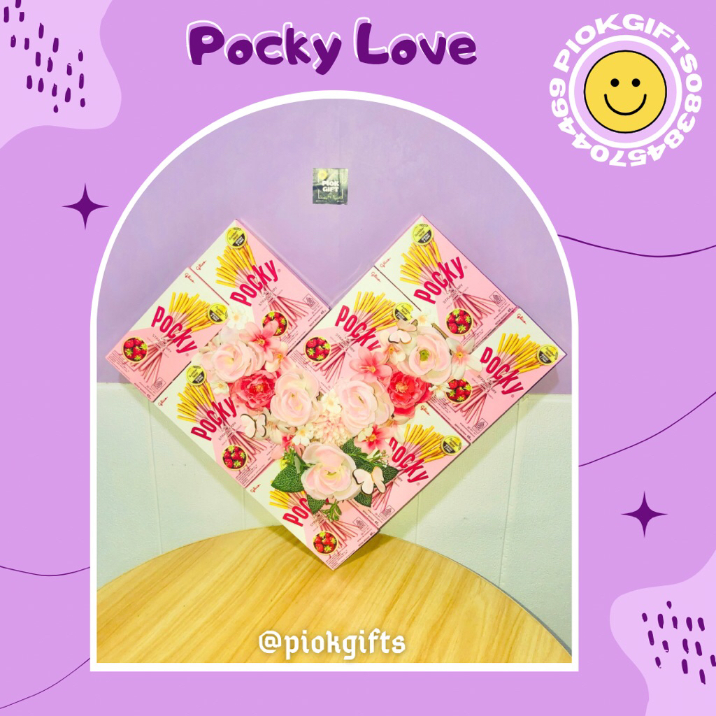 PIOKGIFT - Coklat Pocky Love Flower  - Hadiah Buket Wisuda Anniversary Ulang Tahun Lamaran