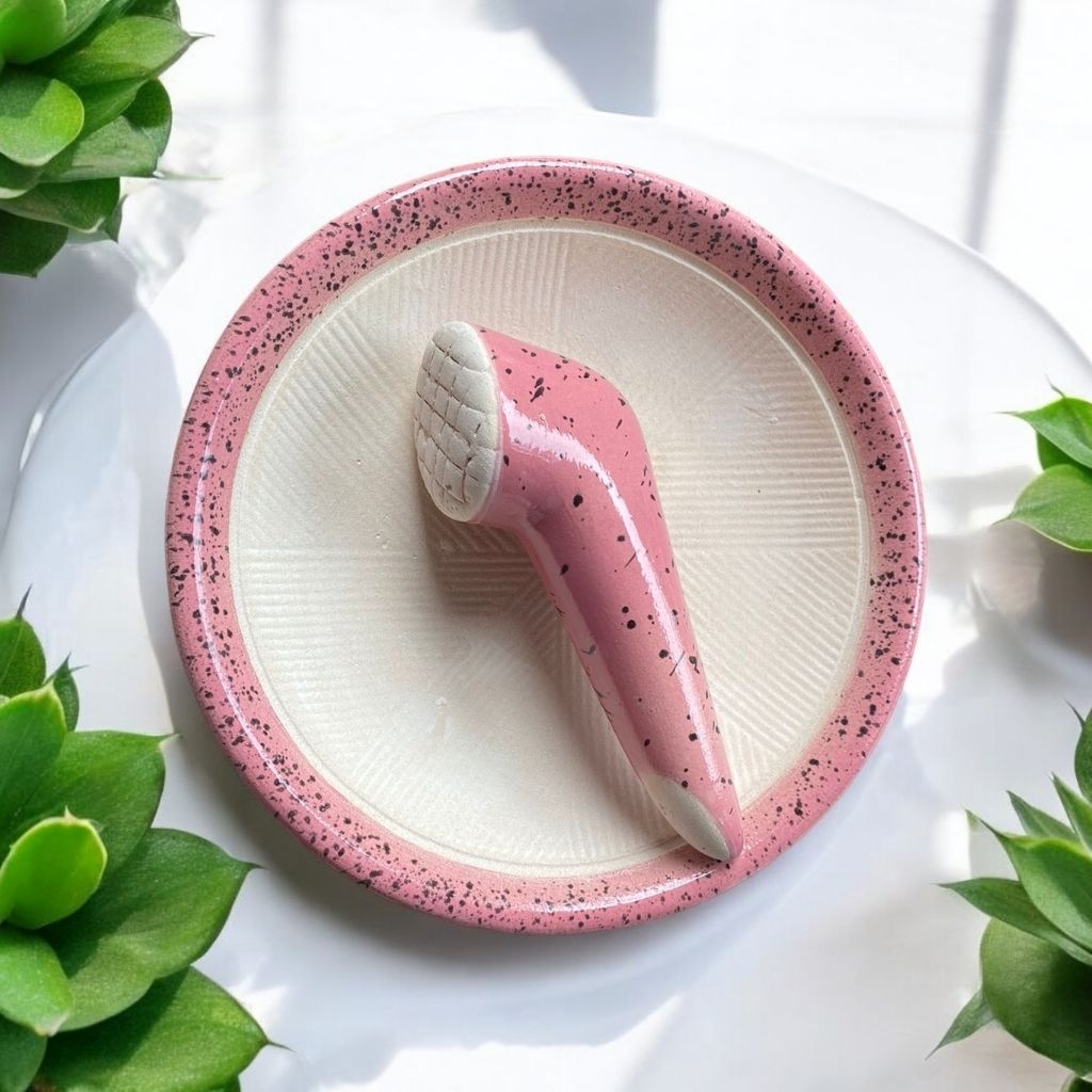 COBEK KERAMIK+ULEKAN COBEK SULTAN FREE PAKING BUBELWRAP & KARDUS (Satu Set +Cobek)