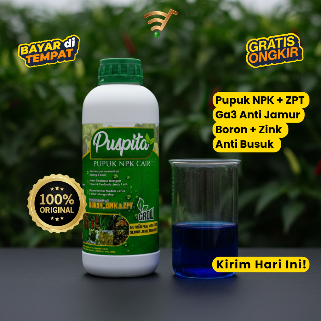 Puspita Pupuk Npk Cair Mutiara Plus ZPT Perekat Zink Untuk Daun Batang Tanaman & Buah Lebat
