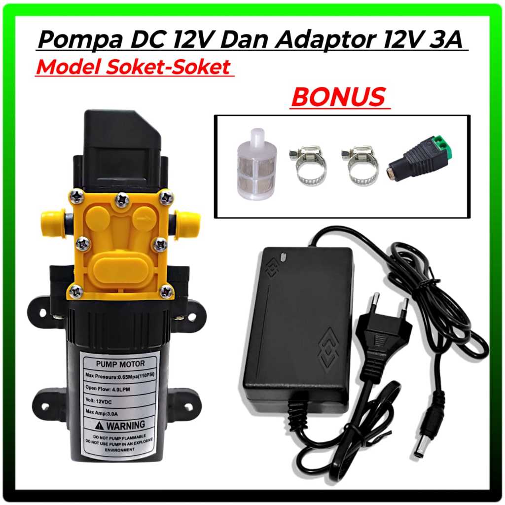 Dinamo Pompa DC 12 volt 4 LPM 100 PSI Dan Adaptor 12V 3A / Dinamo pompa steam /Dinamo Pompa Sprayer 