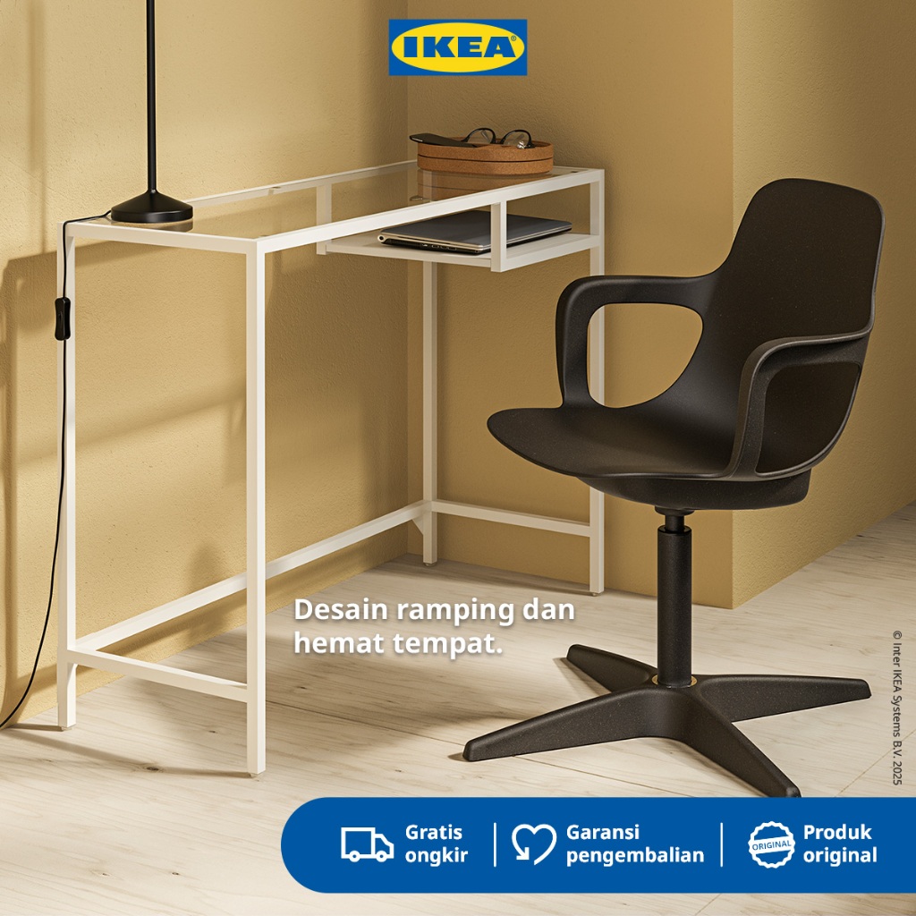 IKEA VITTSJO Meja Kerja / Meja Laptop Kaca Putih Serbaguna 100x36 cm