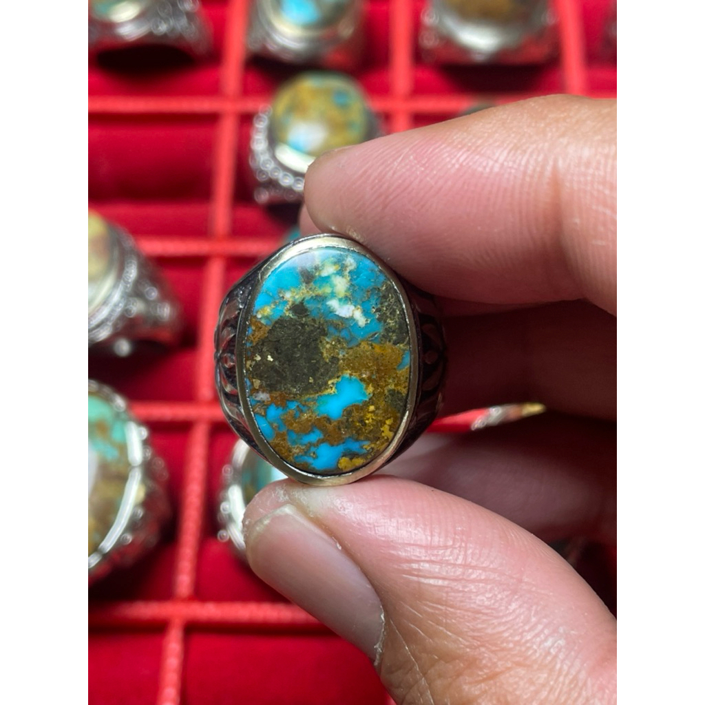 Cincin Batu Pirus Persia Biru Fancy - Nuansa Pirus