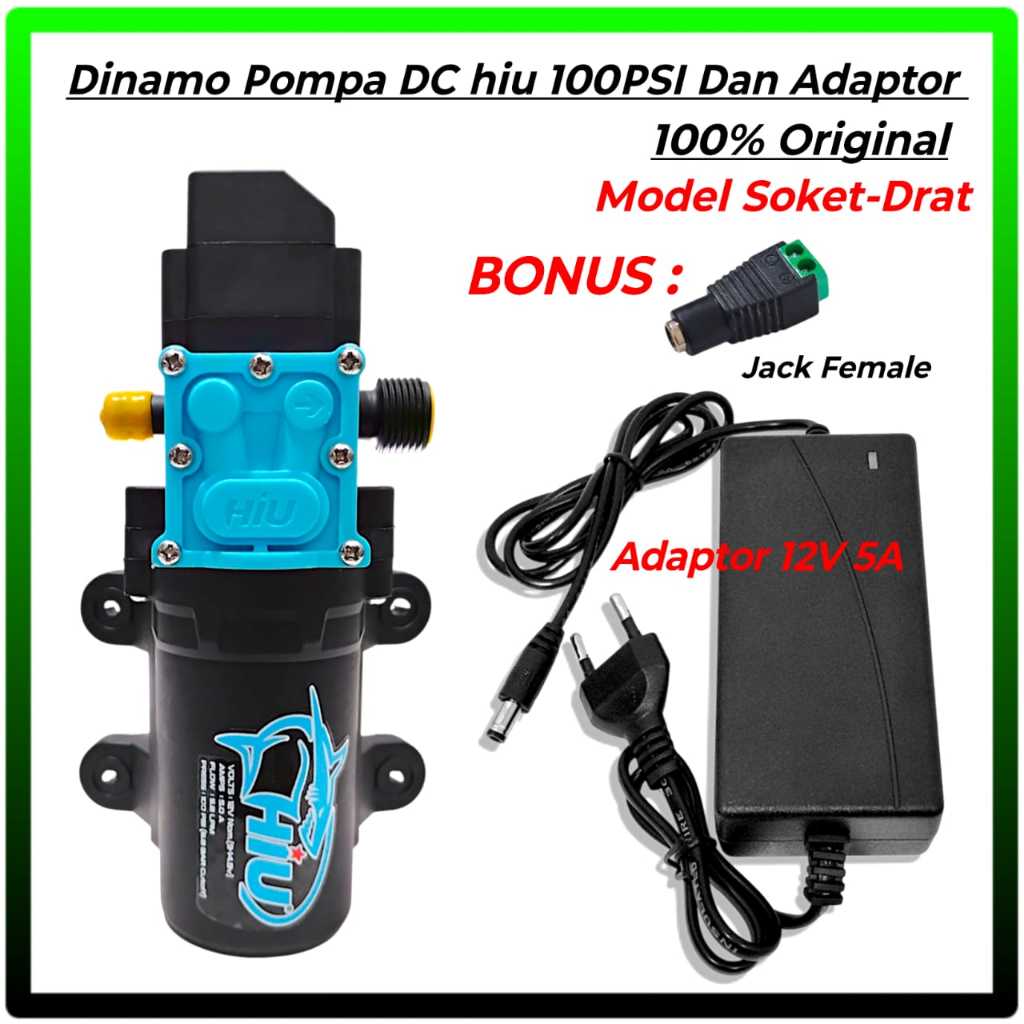 Dinamo pompa DC 12 volt Hiu 100 PSI original Dan Adaptor 12V 5A / Dinamo Sprayer Elektrik