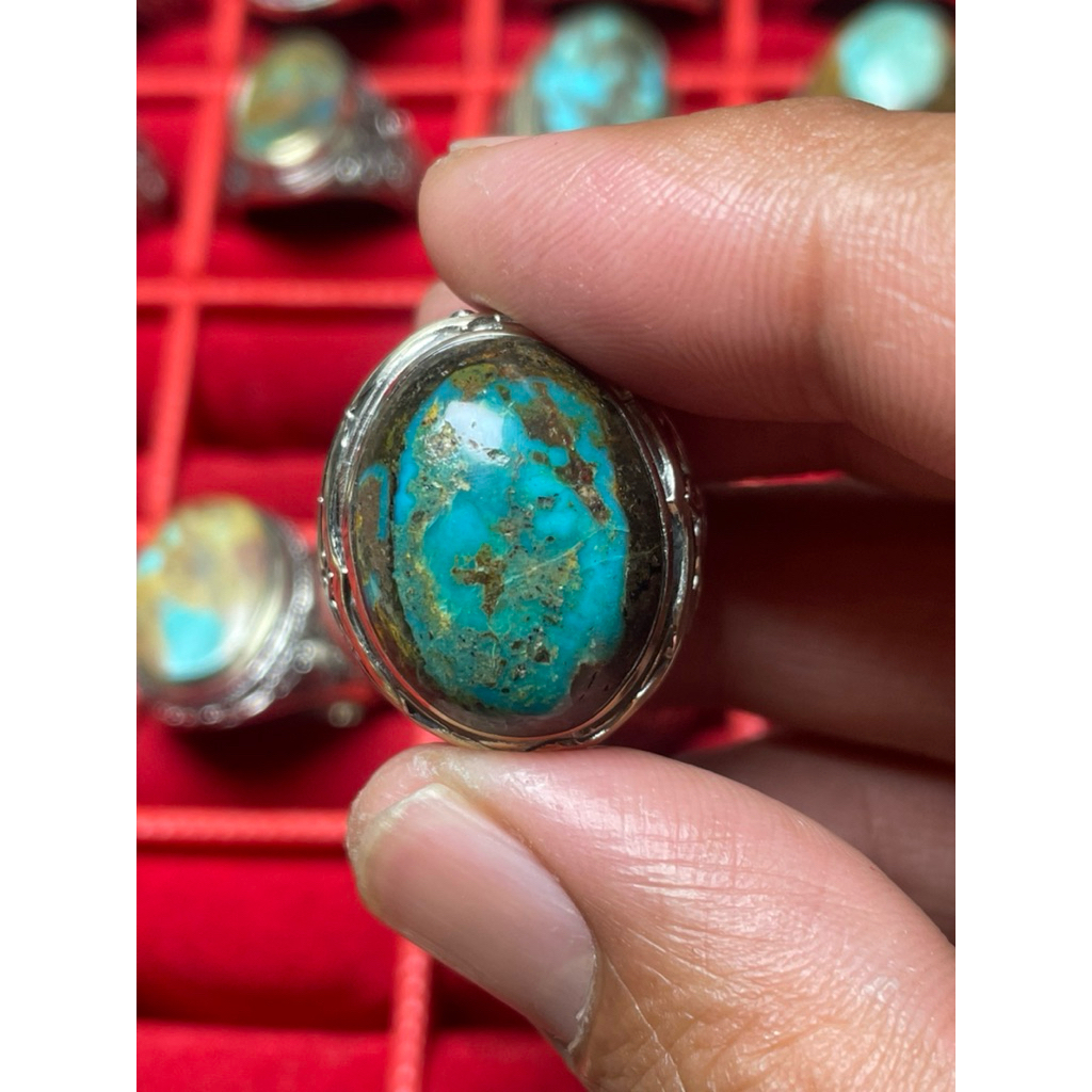 Cincin Batu Pirus Persia Hijau Tosca - Nuansa Pirus