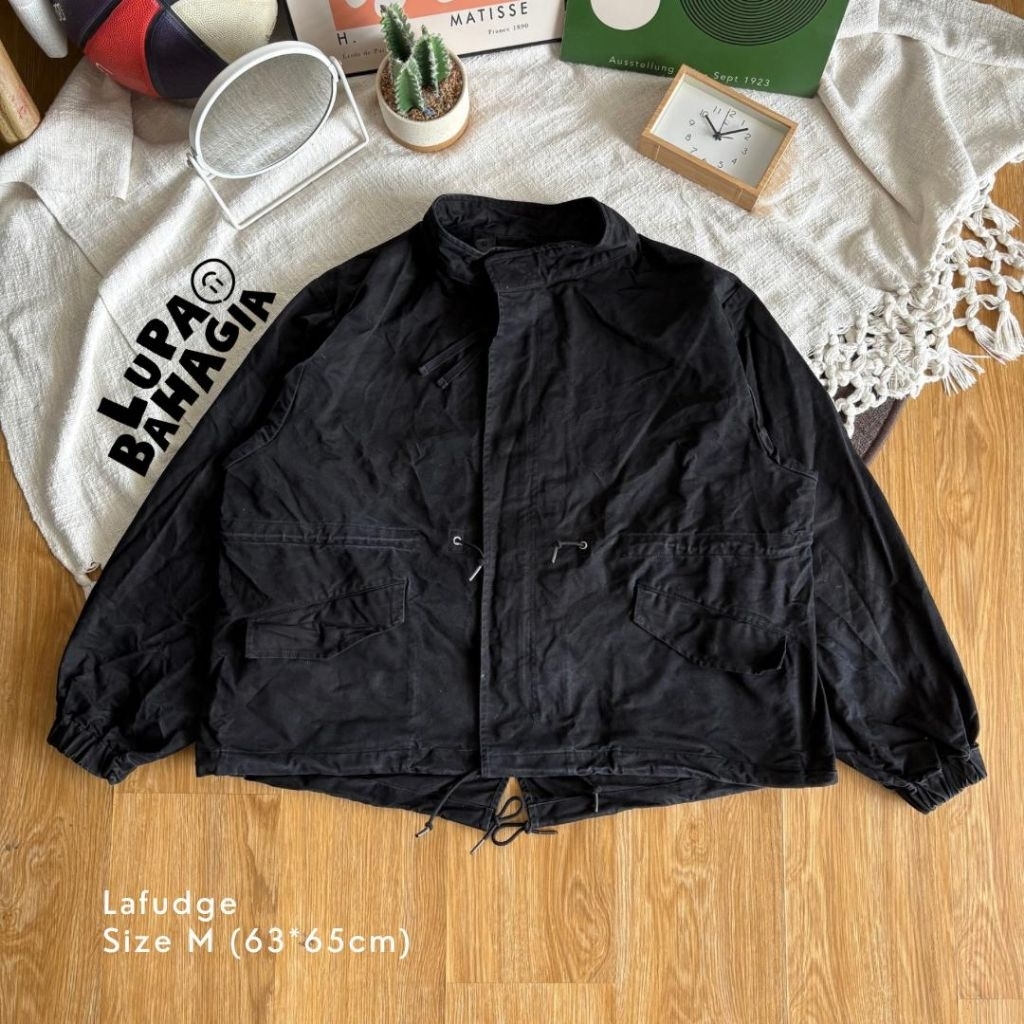 LAFUDGE STORE Black Canvas M65 Short Parka Jaket size M • 100% Original
