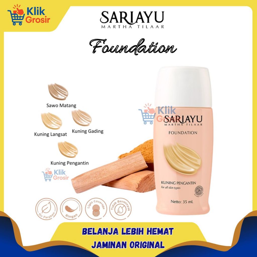 SARIAYU Liquid Foundation 35ml – Foundation Ringan & Natural untuk Semua Jenis Kulit