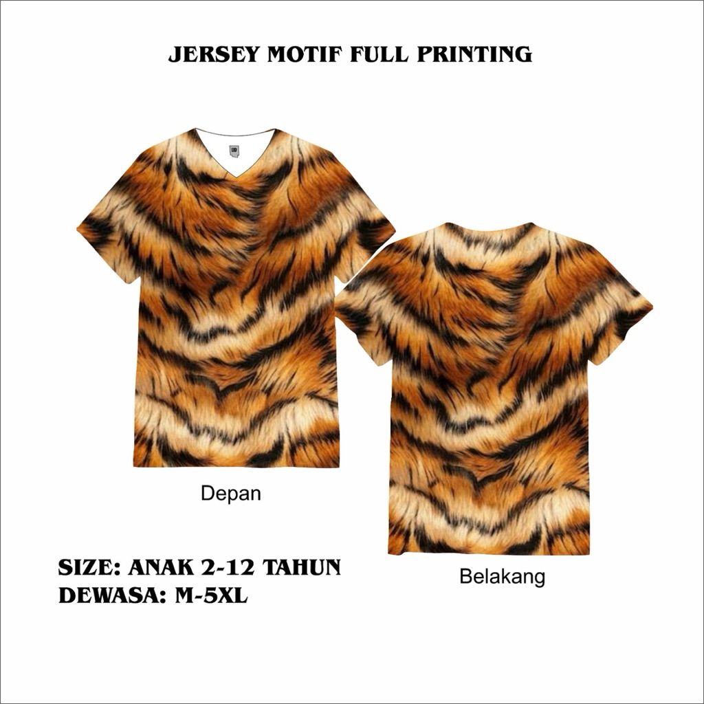 Baju Kaos Motif Harimau Full Print 3D Baju Kekinian Drifit