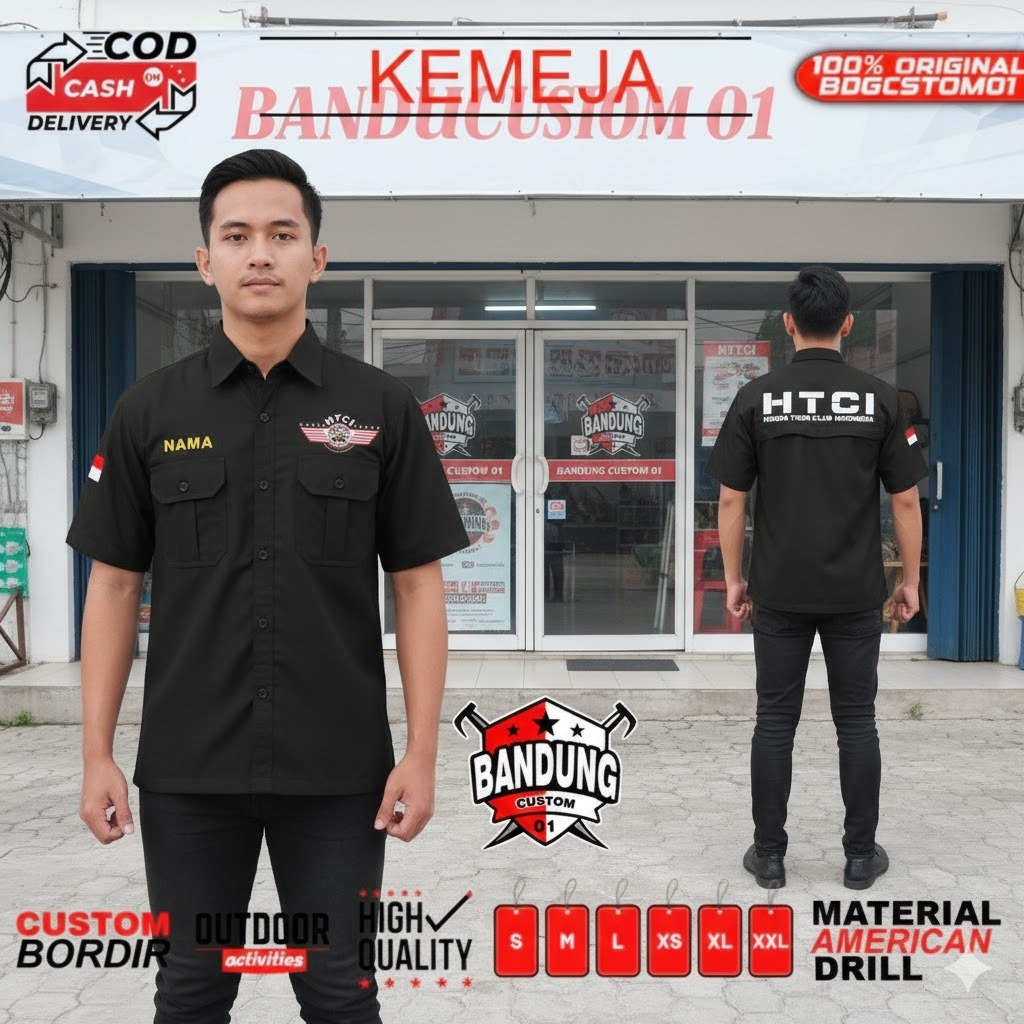 KEMEJA PENDEK HTCI - KEMEJA PDH PDL PENDEK HTCI - KEMEJA CUSTOM BORDIR SUKA SUKA