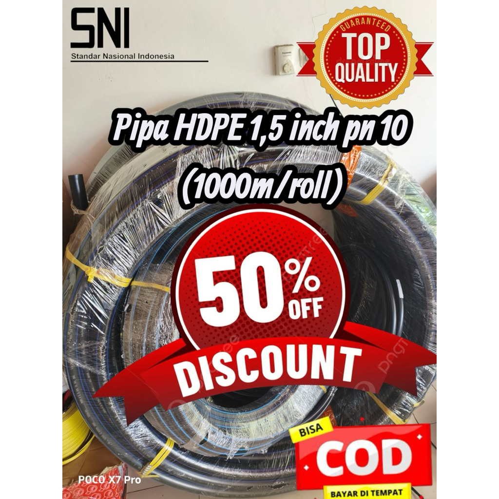 selang hdpe air 1 1/2 inch 50 mm pn 10 100m