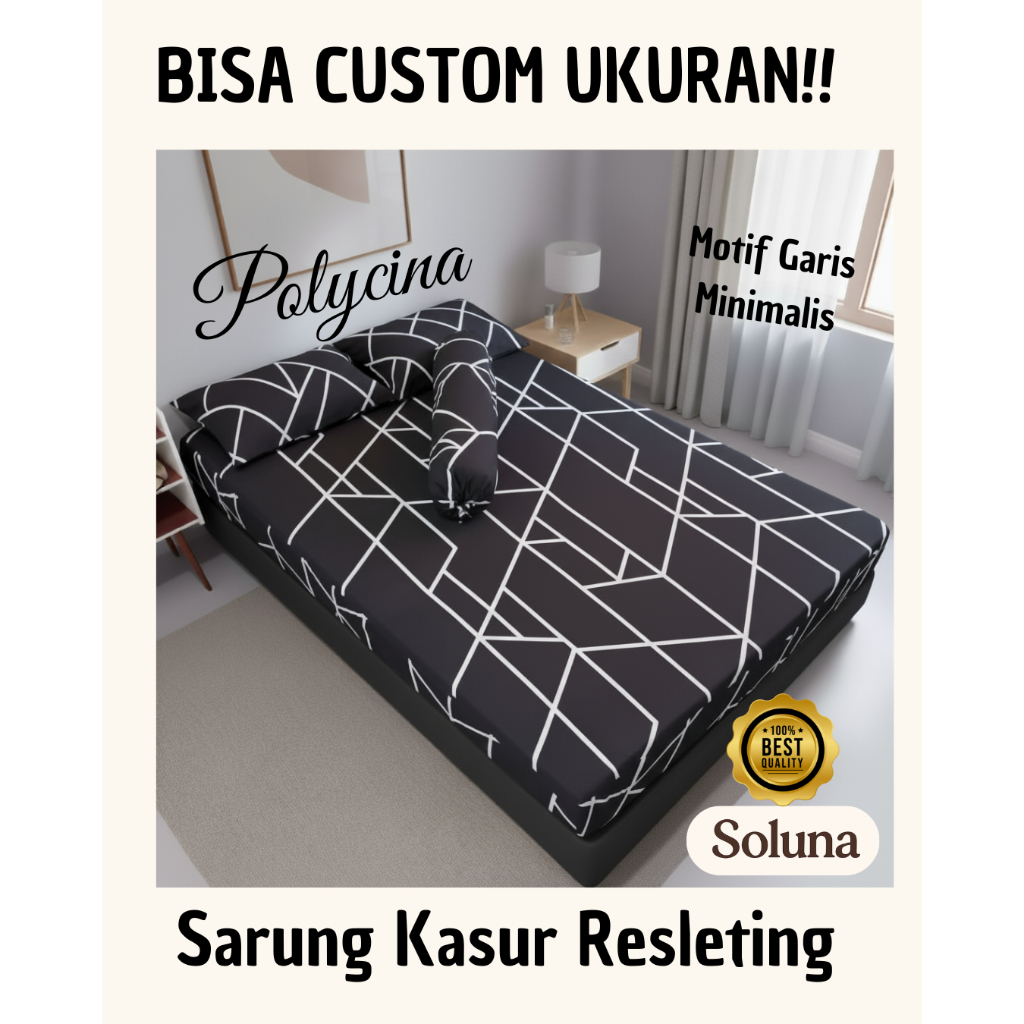 Sarung Kasur Busa/dakron resleting uk 90 x 170/180/200 x 5/10, BISA REQUEST UKURAN