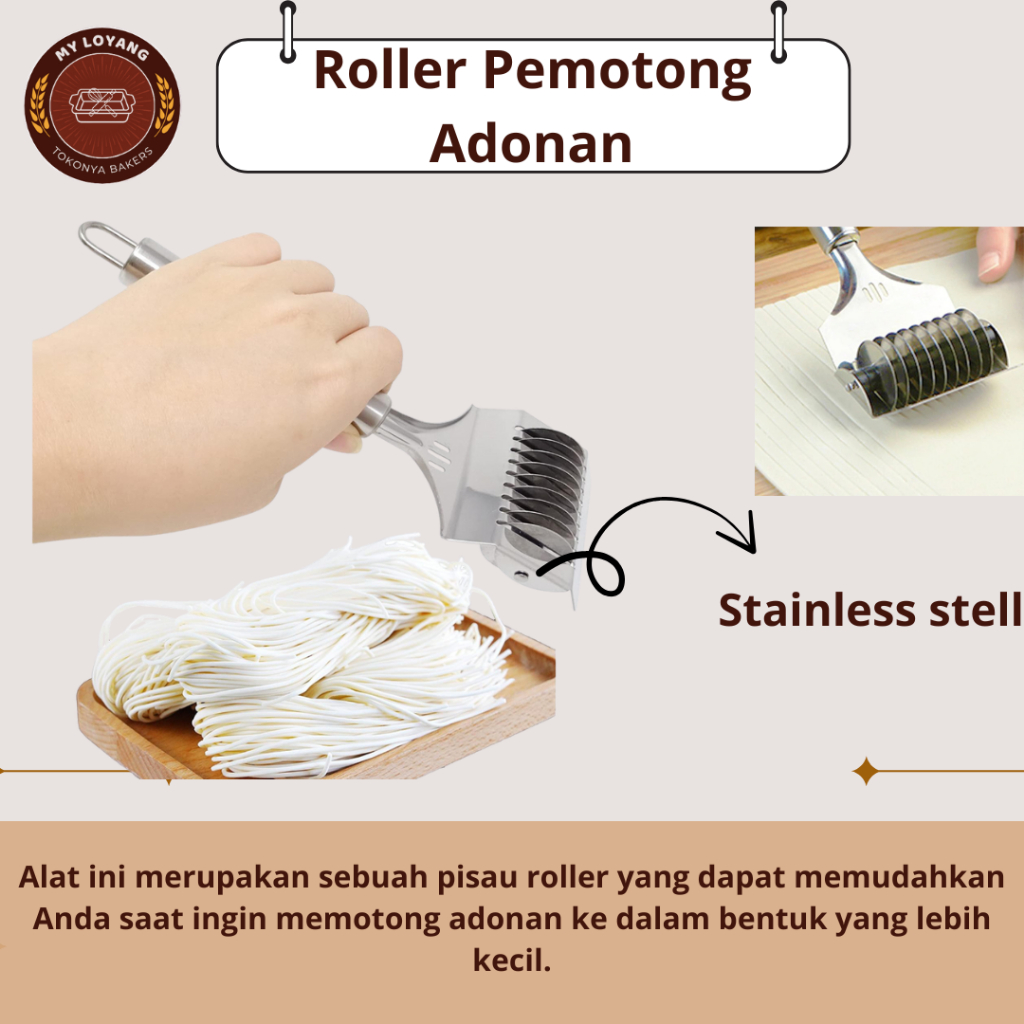 My Loyang Roller Alat Pemotong Adonan Mie Rolling Noodles Cutter Super Tajam