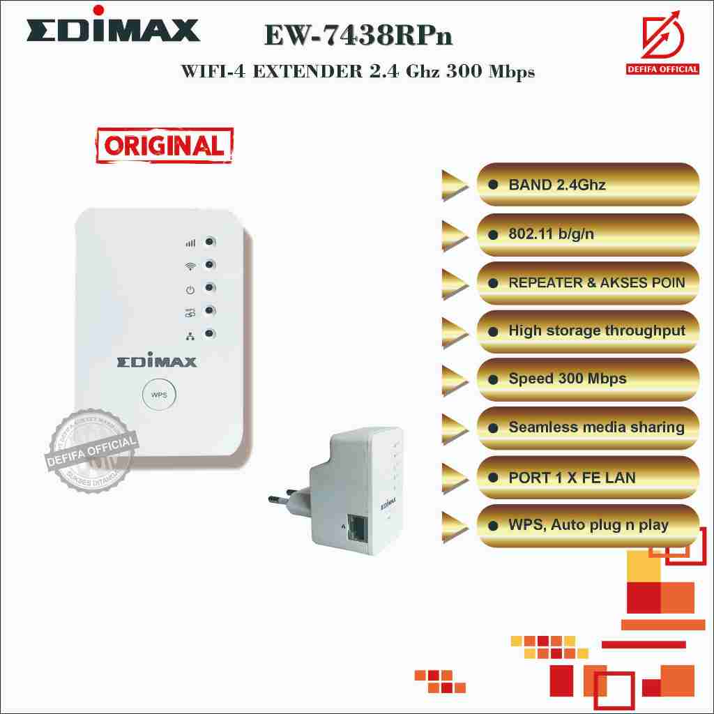 Modem Router Wifi Extender EDIMAX EW-7438RPn Mini Wireless N300 Penguat Sinyal WIFI