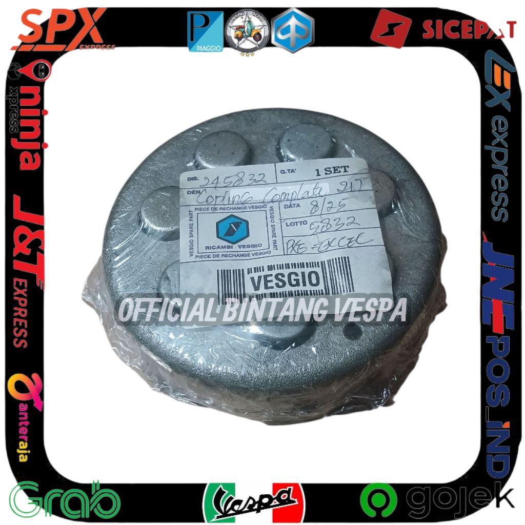 Kopling komplit lubang 7 gigi 21 T Kopling set vespa excel exclusive pxe gigi 21merk vesgio