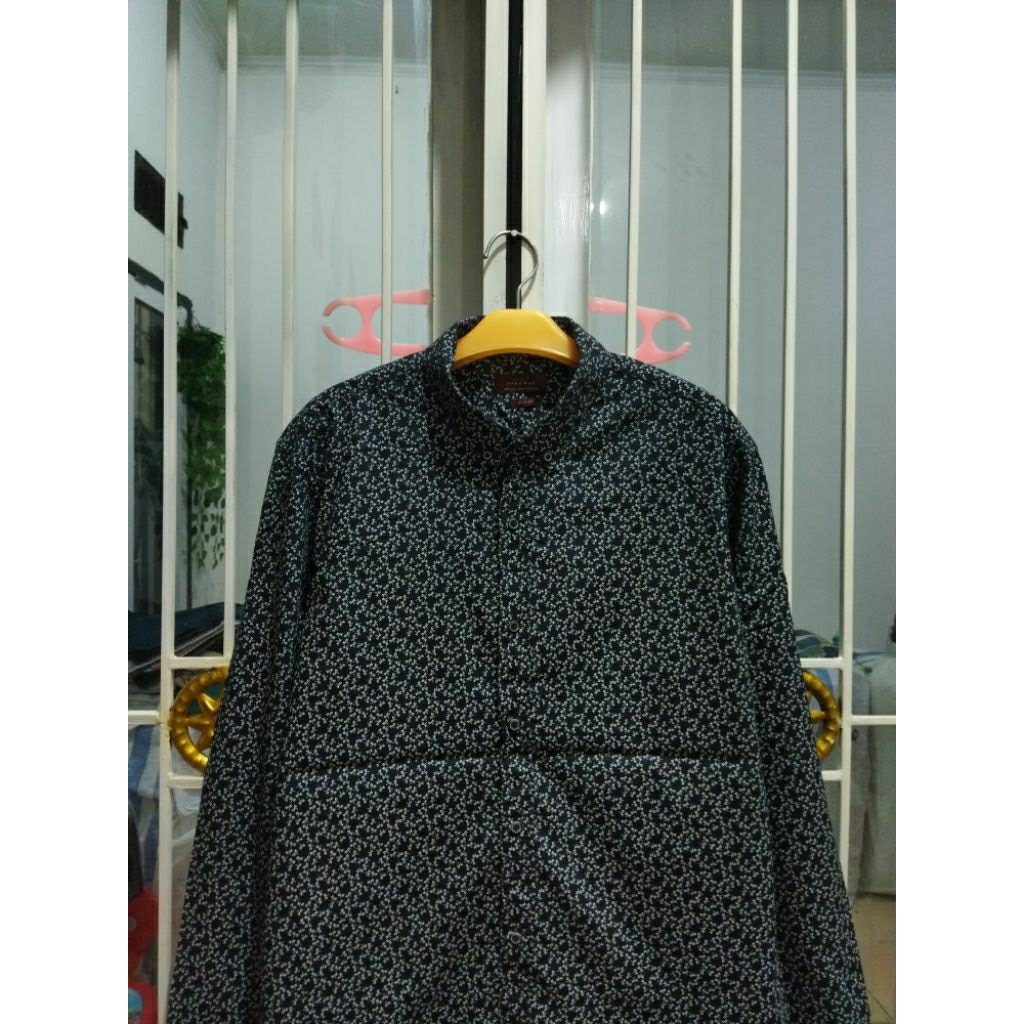 kemeja zara man motif XL lengan panjang kasual pria