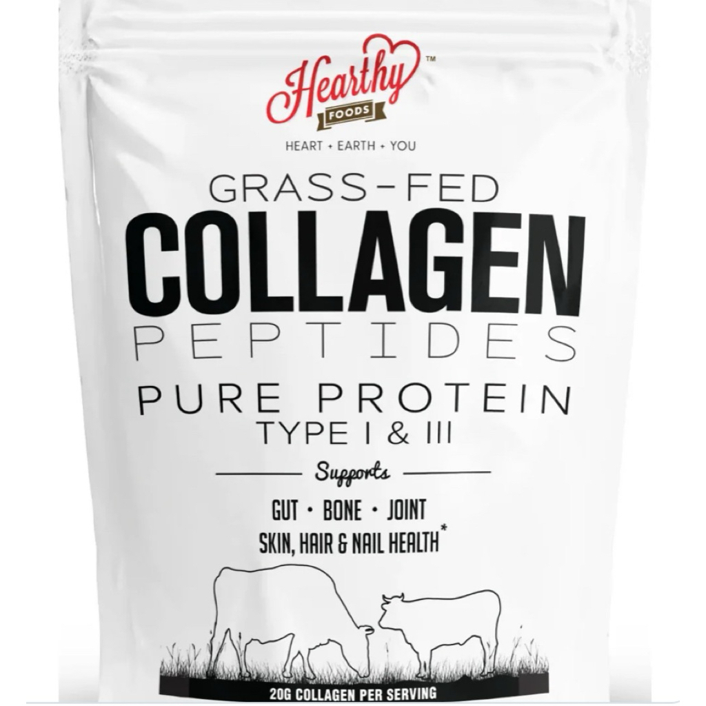 HEARTHY FOODS Pure Halal Collagen Peptides Grass Fed Organic Hydrolyzed Powder | Type I and III Unfl