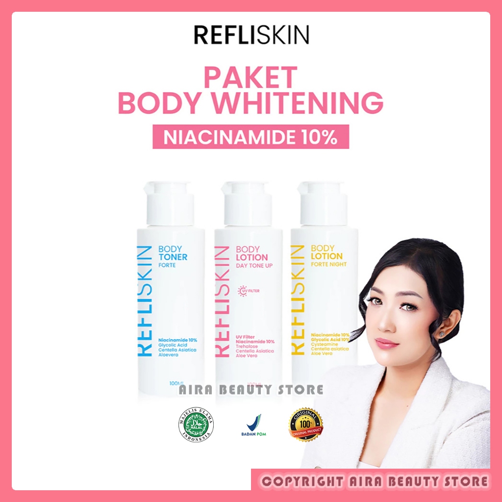 Paket Pemutih Badan Peeling Serum, Gluta AHA, dan Sabun Blemish Original by Refli Skin x Lglow Beaut