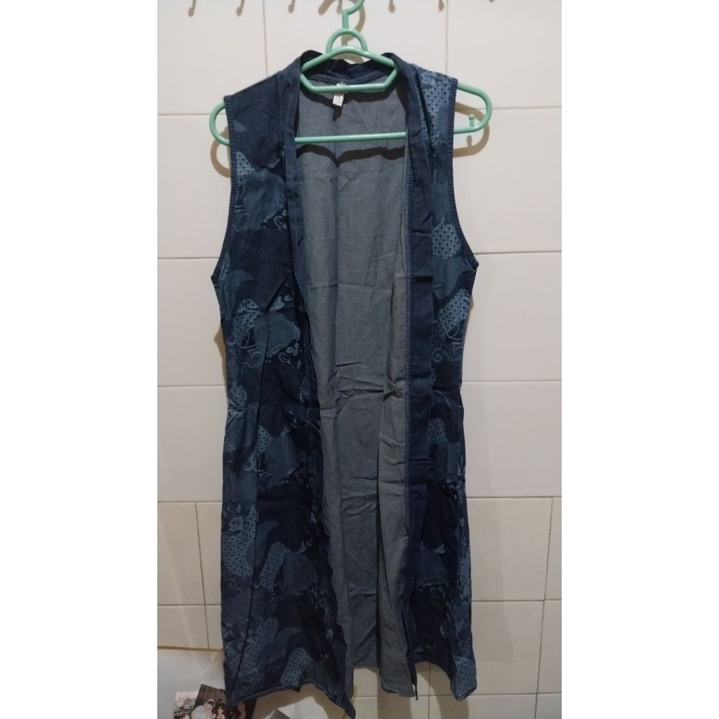 cardigan jeans tanpa lengan long dress jeans tanpa lengan