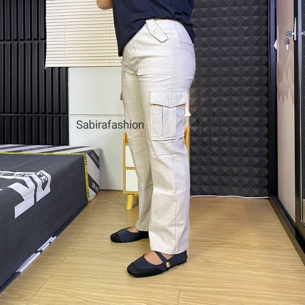 Celana Cargo Wanita Korea Style Terbaru Kekinian CargoPant Kulot Kargo Cewek Drill Premium