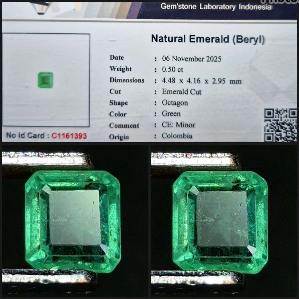Natural Emerald Beryl Colombia Zamrud Minor Memo Lab