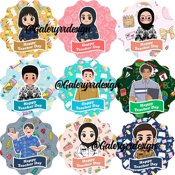 KARTU UCAPAN HARI GURU / TOPPER UCAPAN HARI GURU / TOPPER HARI GURU BULAT / KADO HARI GURU