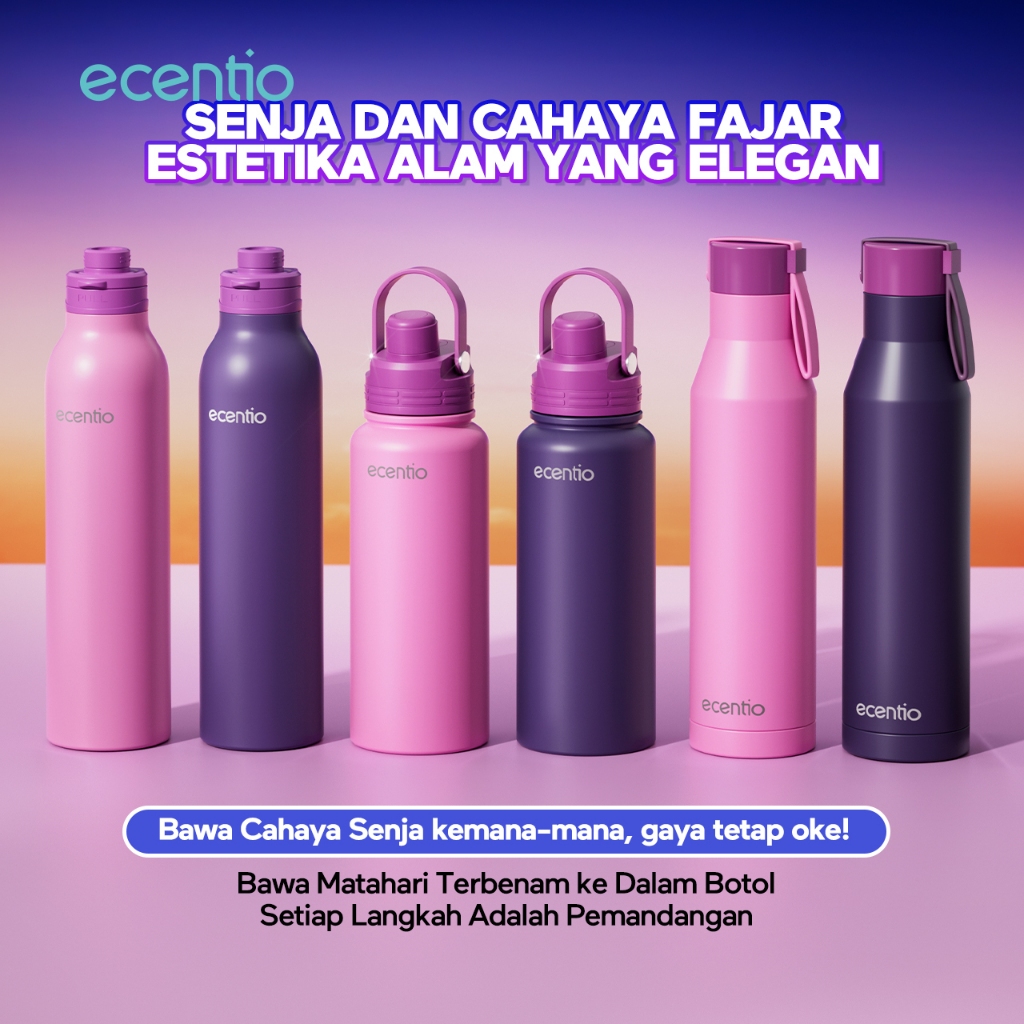 [Easego Series] ecentio tumbler Stainless Vacuum 800ml/1L Outdoor Portable aesthetic Thermos Botol m