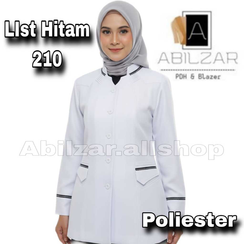 ATASAN SERAGAM DINAS WASKAT PEMDA PNS GURU PDM ATASAH WARNA PUTIH LIST HITAM SAJA KODE 210