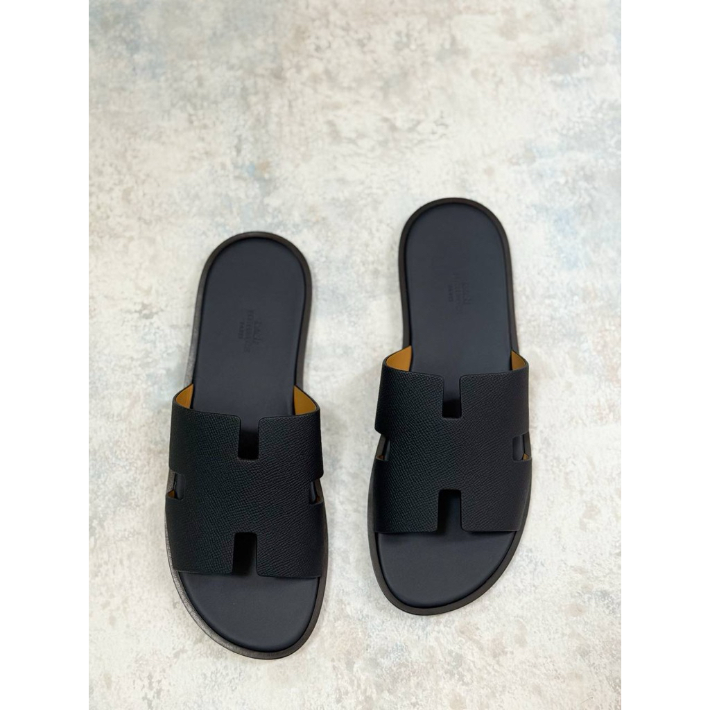 H IZMIR SANDAL IN BLUE MARINE EPSOM